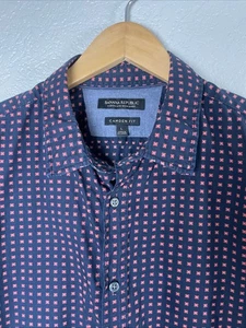 Banana Republic Hemd Herren Large Blau Bedruckt Button Down Camden Fit Langarm - Bild 1 von 8