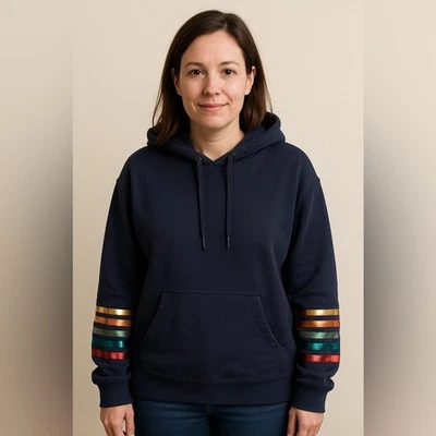 Sudadera con capucha Boden metálica manga a rayas de gran tamaño Foto 1 de 4