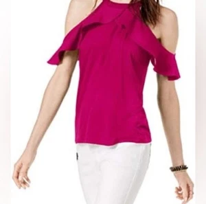 Silky Pink Cold Shoulder Silk Blouse by Bloomingdale’s Aqua - Picture 1 of 3