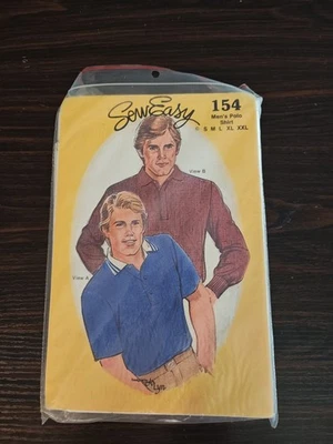 Camisa polo para hombre Sew Easy Pattern #154, talla S-XXL, de colección sin cortar Foto 1 de 4