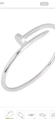 Stainless Steel White Women Tarnish-Free Bangle Bracelet Size 7 - Image 1 of 2