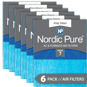 Nordic Pure 14x25x 1/2 Half Inch Ring Panel MERV 7 Furnace Air Filters 6 Pack - Picture 1 of 6
