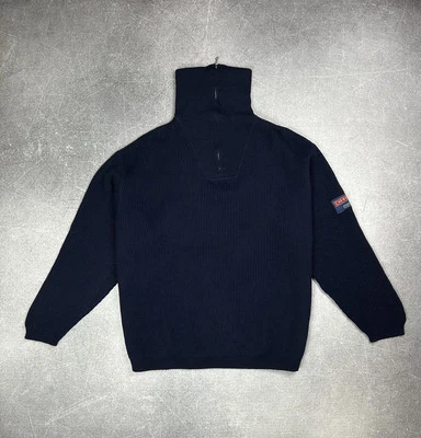 Vintage Chevignon 1/4 Men’s High Neck Knit Sweater Wool Blend Large Navy Blue - Image 1 of 4