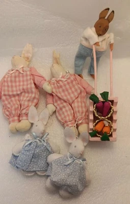 Pier 1 Imports Vintage Tiny Plush Easter Bunnies, Ornaments, Easter  - Image 1 of 4