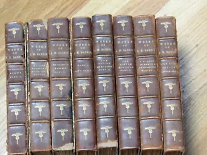 RARE 8 Volume Set Works of J M Barrie 1896 Leather Marbled Covers Author's Ed. - Picture 1 of 12