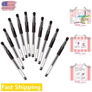 Professional Quality Gel Ink Pen Set - 10 Fine Point Rollerball Pens, Black Ink - Picture 1 of 9