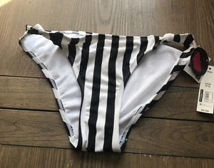 NWT small bikini bottom knotted sides vertical stripes NOBO white black  - Picture 1 of 8