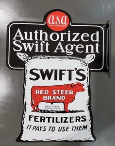 Swift's Red Steer Vintage Style Flange Sign - Picture 1 of 1