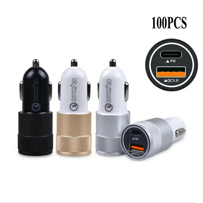 Lots 100X  20W USB PD Type-C Car Charger  Fast Charge Adapter For Phone Samsung - Image 1 of 4