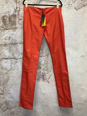NUEVO CON ETIQUETAS Auténticos Fendi ROJOS Popline Pantalones Pantalones Algodón 44 Tiro Bajo W27 Foto 1 de 4