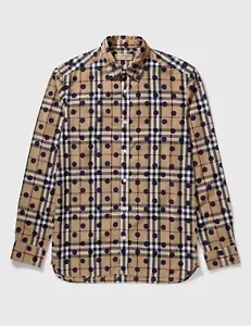 Burberry Polka Dot Nova Plaid Button Down Shirt S/P $850 - Picture 1 of 13