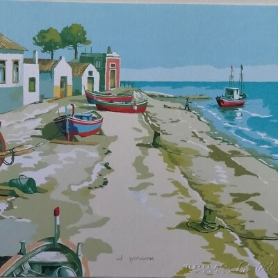 Aldo Riso Serigrafia Gallipoli Puglia Barche Borgo Marina spiaggia Vacanza - Immagine 1 di 4