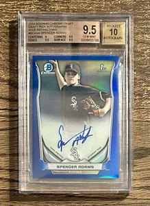 2014 Bowman Draft Chrome Pick Blue Refractor /150 Spencer Adams Auto RC BGS 9.5 - Picture 1 of 2