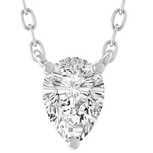 0.5Ct Lab Grown Diamond 10K White Gold Fashion Pendant 18" Silver Cable Chain - Picture 1 of 10
