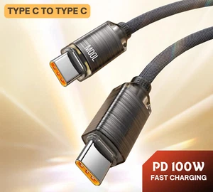 USB C To USB C Fast Charger PD 100W Dual Type C Charging Data Sync USB Cable - Zdjęcie 1 z 28