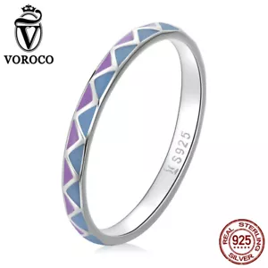 Anello Matrimonio Semplice Moda Voroco Argento Sterling 925 Unico Donna Gioielli Regalo - Foto 1 di 12
