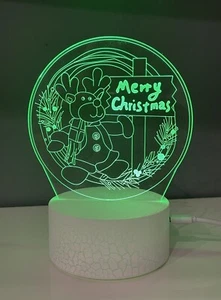 3D Xmas Night Light LED Table Lamp USB Illusion Christmas Home Party Decor Gift - Picture 1 of 9