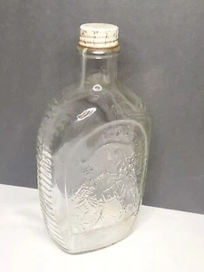 Vtg 1976 Log Cabin Syrup Glass USA Patriot 1776 Embossed Bicentennial Bottle-9" - Picture 1 of 11