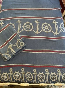 Paar Vintage 1970er JCPenney Penn-Press Maritim Twin Tagesdecken Schiff Anker 61x93 - Bild 1 von 8