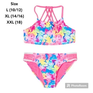 Wonder Nation Girls Size XXL 18 Mermaids and Rainbow 2-Piece Bikini Swimsuit - Picture 1 of 4