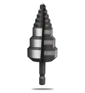 RAINPAL SDB125 Step Drill Bit 3 Large Step 7/8“ 1-1/16“ 1-1/4” 21mm 27mm 32mm - Picture 1 of 3