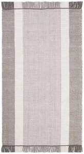 SAFAVIEH Montauk Sharlene Solid Striped Cotton Area Home Rug Ivory/Grey 3' X 5' - Picture 1 of 6