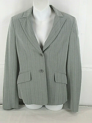 Chaqueta Blazer BCBG Max Azria S-M [ 34 pulgadas Busto 25L] 2 Botones Gris Rayas  Foto 1 de 4