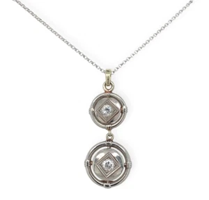 14k White Gold Genuine Natural Diamond Round Drop Pendant Lavaliere (#J7107) - Picture 1 of 8