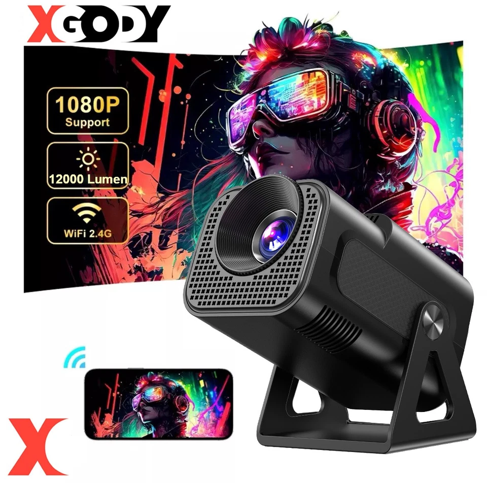 4K Projector 12000LMS 1080P 3D 5G WiFi Bluetooth Video Home Theater 200" Display - Image 1 of 4