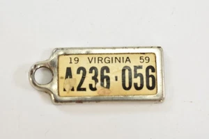 Vintage 1959 Virginia behinderte amerikanische Veteranen Mini Nummernschild Schlüsselanhänger Anhänger - Bild 1 von 2