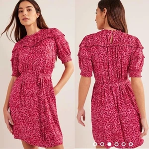Mini Vestido Jersey Boden Detalle Yugo Rosa Floral Corbata Cintura Mujer Talla 20-22R Nuevo con Etiquetas - Imagen 1 de 10