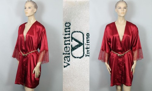 Abito vestito VALENTINO Intimo SAKS FIVE AVE raso lingerie kimono pizzo maniche M