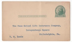 Penn Mutual Life Insurance Co. Philadelphia PA Postal Card - Picture 1 of 2
