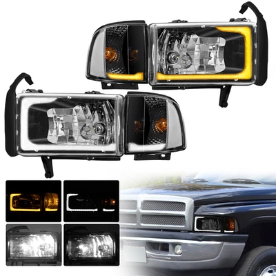 LED DRL Headlights For 1994-2002 Dodge Ram 1500 Ram 2500 Ram 3500 LED Bulb W/SEQ - Image 1 of 4