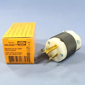 Hubbell Insulgrip INDUSTRIAL Straight Blade Plug NEMA 5-20P 20A 125V HBL5366C - Picture 1 of 8