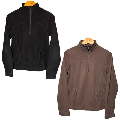 Lote de 2 Pulloveres Tek Gear Mujer Negro y Marrón 1/4 Cremallera Polar Manga Larga Talla M Foto 1 de 4