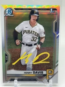 2021 Bowman #BDC-48 Henry Davis Pittsburgh Pirates 1st Chrome Refractor JSA Rare - Picture 1 of 4
