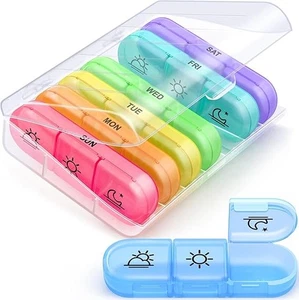 Portable Weekly Pill Box Organiser 7 Day 3 Times A Day Separate Tablet Organiser - Picture 1 of 10