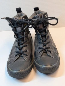 CONVERSE All Star Black Leather Sneaker Size 6 Street Chuck Shoes - Picture 1 of 7