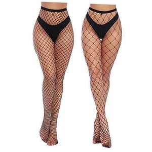 Womens High Waist Tights Fishnet Stockings Thigh High One Size Black-g5 - Picture 1 of 8