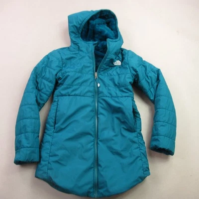 North Face Jacket Girls Medium 10/12 Long Sleeve Hooded Lightweight Pockets Blue - Image 1 of 4