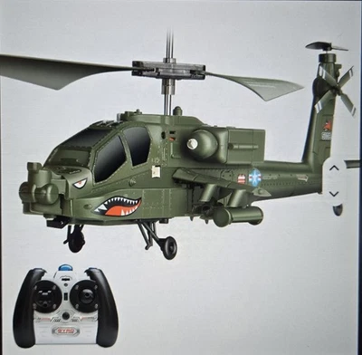 Apache Imitado Militar Avión de Combate Anti-Caída Control Remoto Juguete Helicóptero para Foto 1 de 4