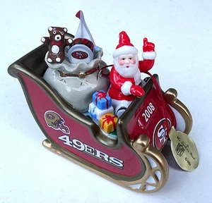 San Francisco SF 49ers Christmas Ornament 2008 Danbury Mint Santa Sleigh in Box - Picture 1 of 4