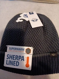 Dockers Men's Beanie Hat Navy Blue Sherpa Lining, Super Warm NWT - Picture 1 of 5