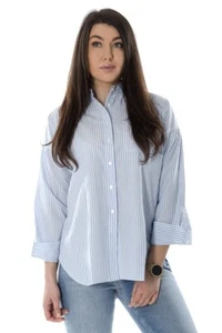 Pepe Jeans Womens Shirt Long Sleeve Blue Striped Top Designer Tee Size:S - Picture 1 of 6