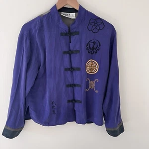 Vintage Silk Blouse Kimono Style Blue Purple | Chicos | 90’s Silk Blouse- Size 0 - Picture 1 of 7