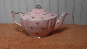 Teiera vintage rosa chintz rose bordo oro - stravagante tea party - Foto 1 di 8