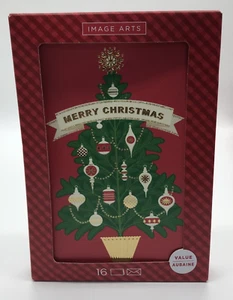Christmas Cards Christmas Tree 16 Cards Envelopes Image Arts - Picture 1 of 2