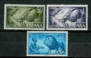 SPAIN Rio Muni Edifil # 69-71 ** MNH Set. Pro Childhood, Lion and Elephants 1966 - Picture 1 of 1