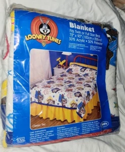VTG 1998 NEW Classic Taz Looney Tunes Owen Twin Full Acrylic poly Blanket 90x72" - Picture 1 of 17